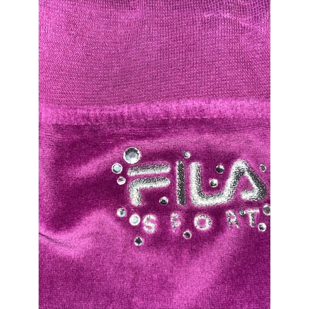 Fila Sport Women’s Purple Velour Track Pants Size L Y2K Retro - Picture 6 of 10